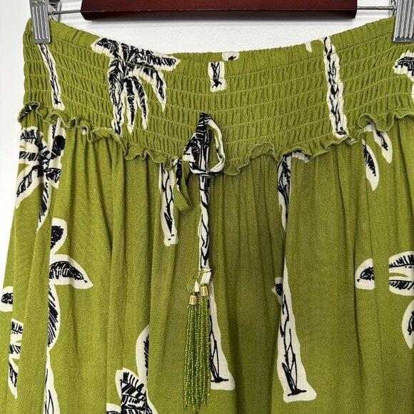 True Destinations Palazzo Pants Medium Green Tropical Wide Leg Resort - Picture 2 of 12